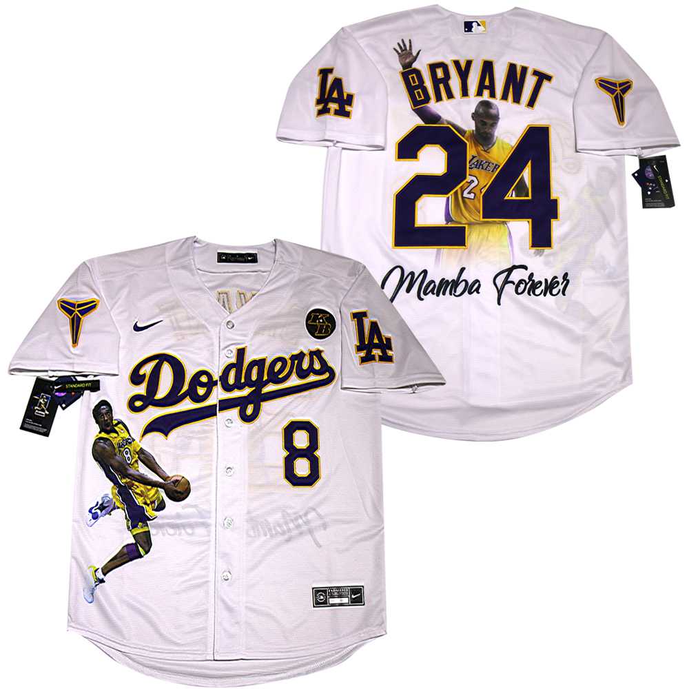Dodgers 8 & 24 Kobe Bryant Nike White Portrait Commemorative Edition Cool Base Jersey,We sell and wholesale Dodgers 8 & 24 Kobe Bryant Nike White Portrait Commemorative Edition Cool Base Jersey on line form chian!
